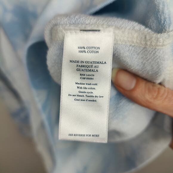 Faherty Tie Dye Hoodie Sweatshirt Mens Medium White Blue Pullover Cotton Terry - Picture 9 of 11